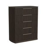 Sylvie Dark Brown 4-Piece King UPH Bedroom Set with 2 Nightstands & Chest - Ornate Home