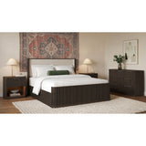 Sylvie Dark Brown 4-Piece Queen UPH Bedroom Set with 2 Nightstands & Dresser - Ornate Home