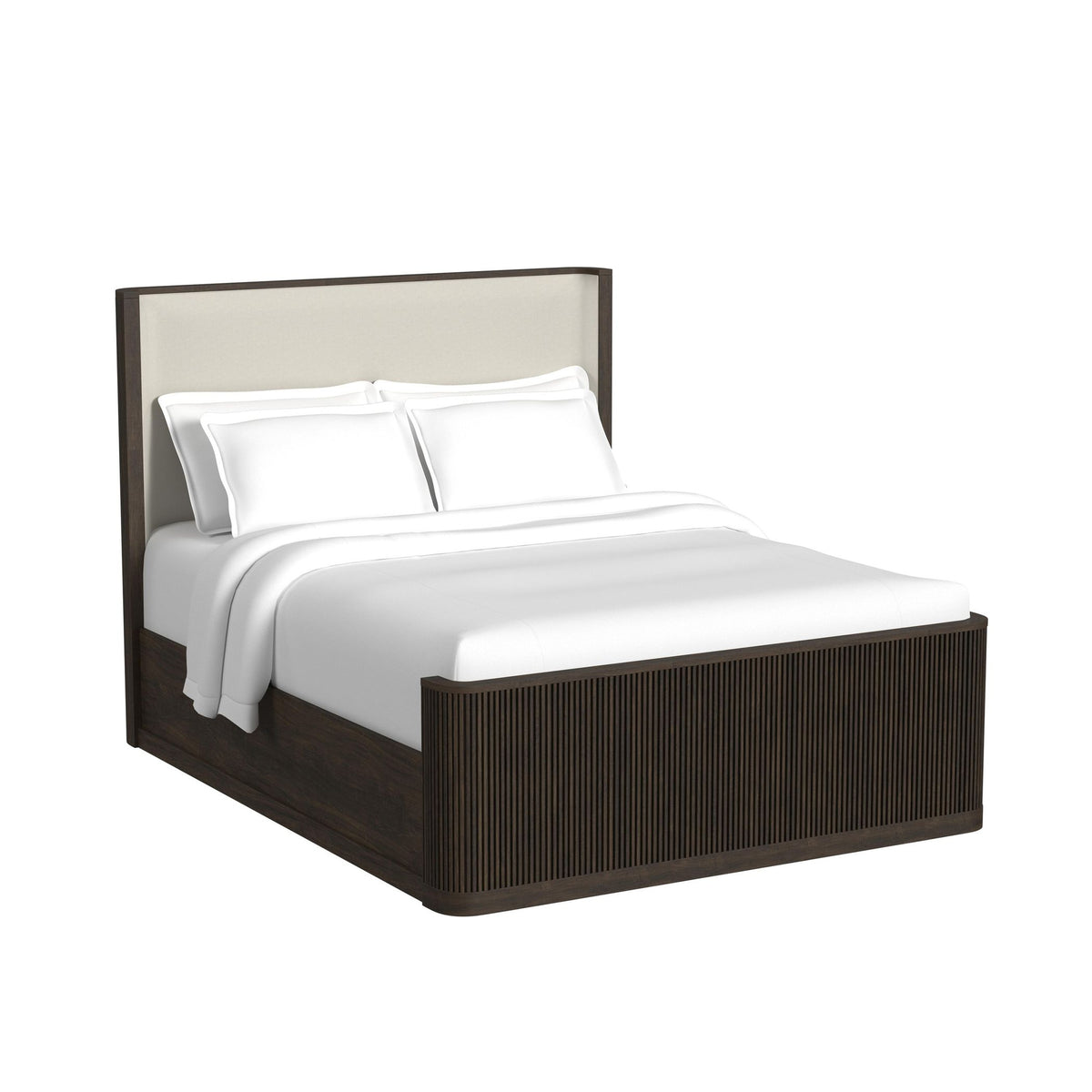 Sylvie Dark Brown 4-Piece Queen UPH Bedroom Set with 2 Nightstands & Dresser - Ornate Home