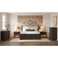 Sylvie Dark Brown 5-Piece King UPH Bedroom Set - Ornate Home