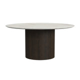 Sylvie Dark Brown/White 2-Piece Occasional Table Set with Faux Marble Top and Base - Ornate Home