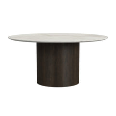 Sylvie Dark Brown/White 3-Piece Occasional Table Set with Faux Marble Top and Base - Ornate Home