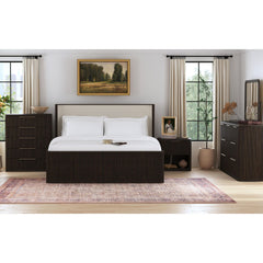 Sylvie Dark Brown/White 5-Piece King UPH Bedroom Set - Ornate Home