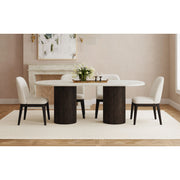Sylvie Dark Brown/White 5-Piece Standard Height Dining Set with Oval Table & Four Chairs - Ornate Home