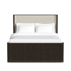 Sylvie Dark Brown/White Queen UPH Bed - Ornate Home