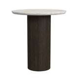 Sylvie Dark Brown/White Round End Table with Faux Marble Top and Base - Ornate Home