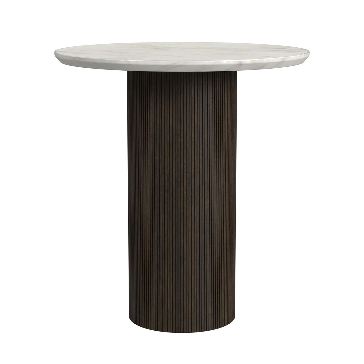 Sylvie Dark Brown/White Round End Table with Faux Marble Top and Base - Ornate Home