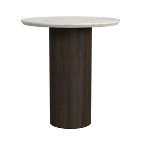 Sylvie Dark Brown/White Round End Table with Faux Marble Top and Base - Ornate Home