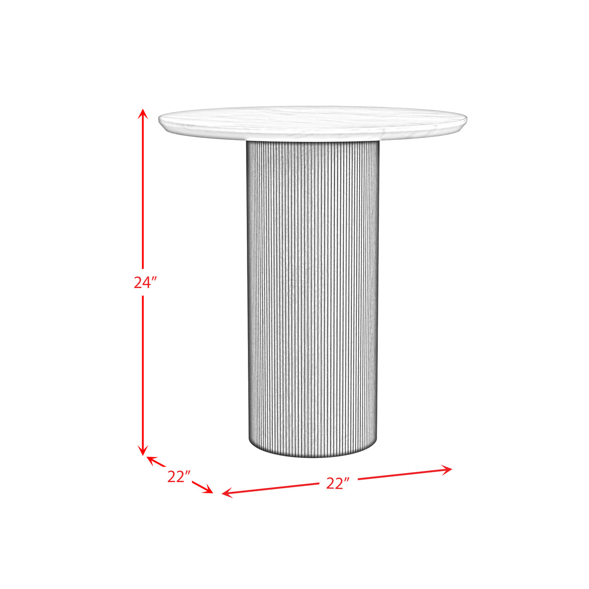Sylvie Dark Brown/White Round End Table with Faux Marble Top and Base - Ornate Home