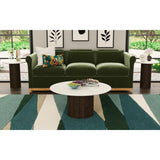 Sylvie Dark Brown/White Round End Table with Faux Marble Top and Base - Ornate Home