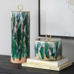 Sylvie Multicolor Ceramic Containers (Set of 2) - Ornate Home