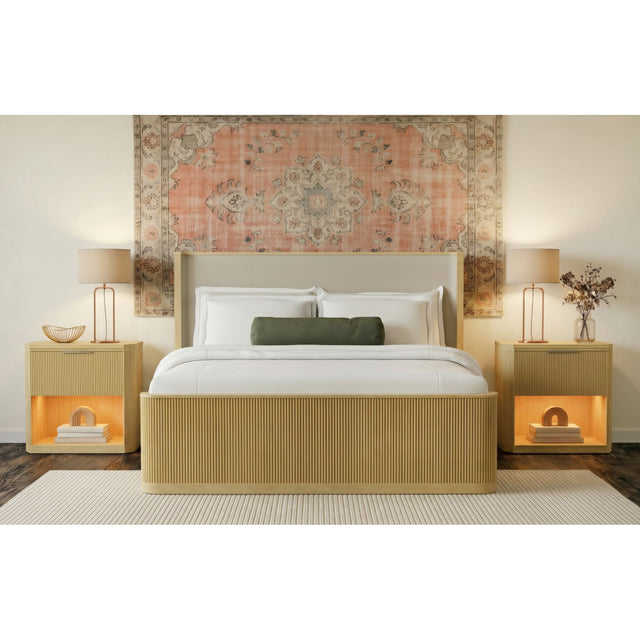 Sylvie Natural 3-Piece Queen UPH Bedroom Set - Ornate Home