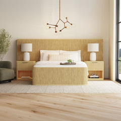 Sylvie Natural 3-Piece Wall Bed Queen Bedroom Set with 2 Nightstands - Ornate Home