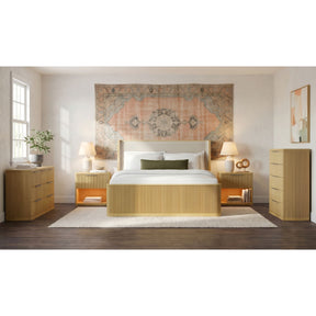 Sylvie Natural 5-Piece Queen UPH Bedroom Set - Ornate Home