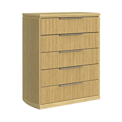 Sylvie Natural 5-Piece Wall Bed Queen Bedroom Set with 2 Nightstands, Dresser & Chest - Ornate Home