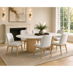 Sylvie Natural/White 7-Piece Standard Height Dining Set - Ornate Home