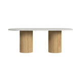 Sylvie Natural/White Oval Dining Table with Faux Marble Top - Ornate Home