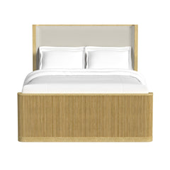 Sylvie Natural/White Queen UPH Bed - Ornate Home