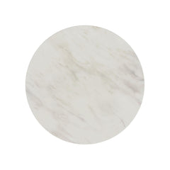 Sylvie Natural/White Round Dining Table with Faux Marble Top