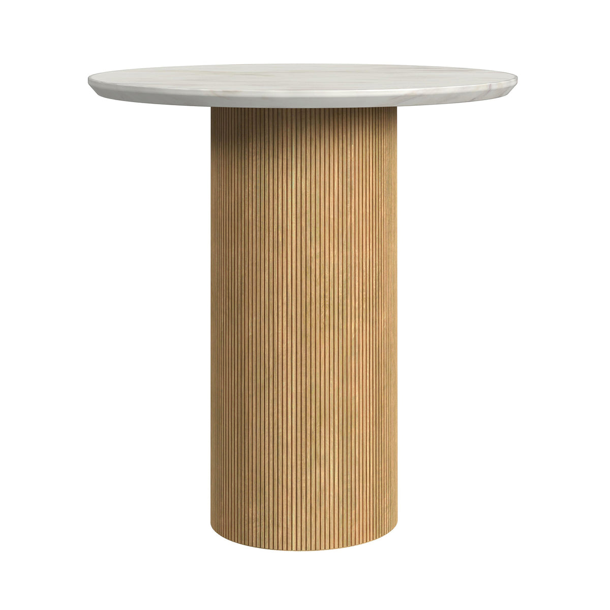 Sylvie Natural/White Round End Table with Faux Marble Top and Base - Ornate Home