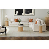 Sylvie Natural/White Round End Table with Faux Marble Top and Base - Ornate Home