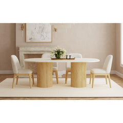 Sylvie Natural/White 5-Piece Standard Height Dining Set