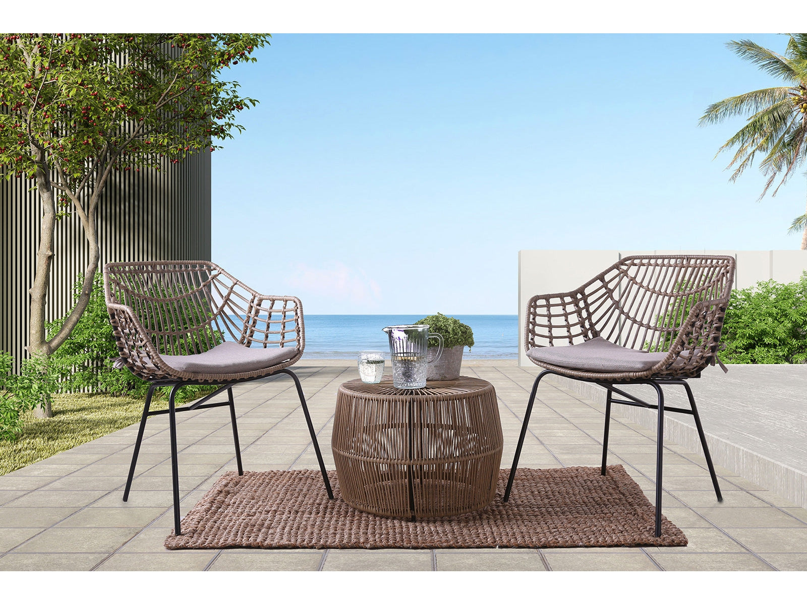 Syna Natural 3 Pc. Patio Conversation Set - Ornate Home