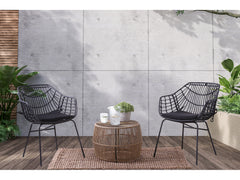 Syna Natural/Black 3 Pc. Patio Conversation Set - Ornate Home