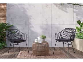 Syna Natural/Black 3 Pc. Patio Conversation Set - Ornate Home