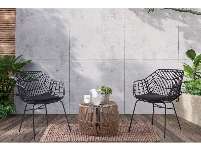 Syna Natural/Black 3 Pc. Patio Conversation Set - Ornate Home