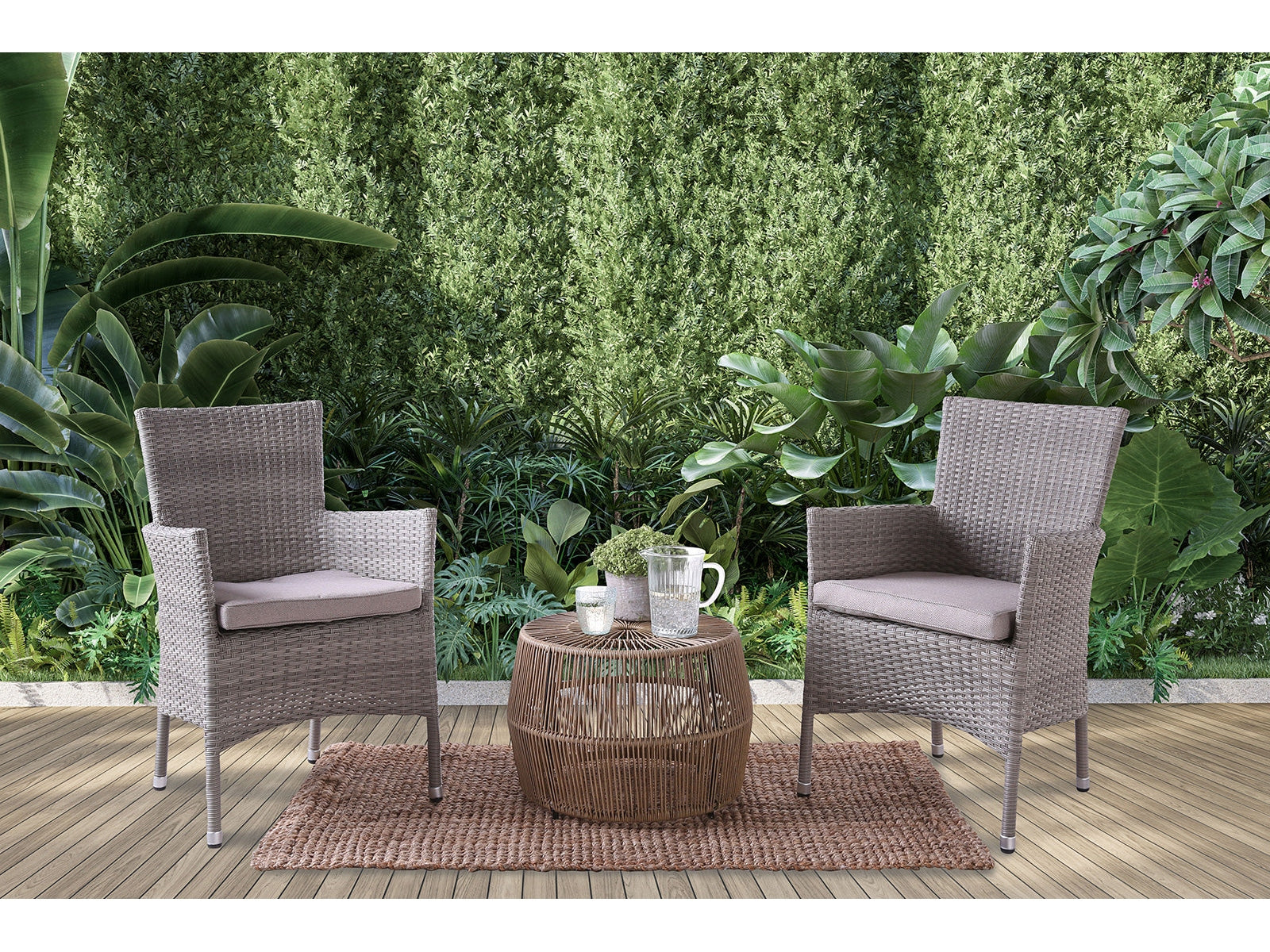 Syna Natural/Gray 3 Pc. Patio Conversation Set - Ornate Home