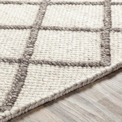 Syosset Cream/Brown Trellis Wool&Viscose Rug - Clearance - Ornate Home