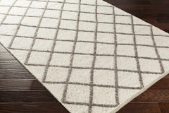 Syosset Cream/Brown Trellis Wool&Viscose Rug - Clearance - Ornate Home