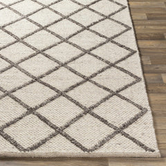 Syosset Cream/Brown Trellis Wool&Viscose Rug - Clearance - Ornate Home