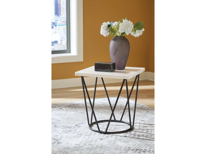 Vancent White & Black Square End Table - Ornate Home