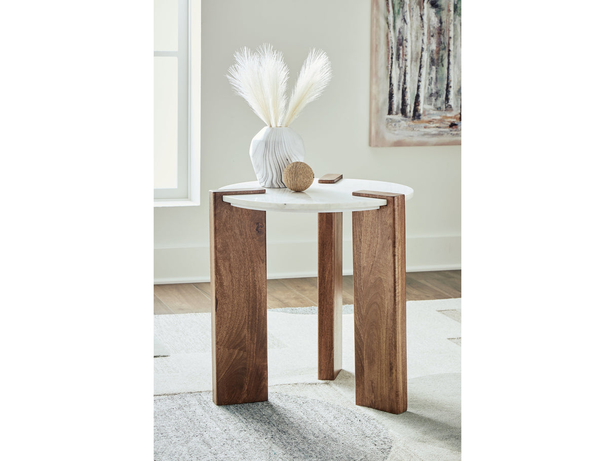 Isanti White/Brown End Table - Ornate Home