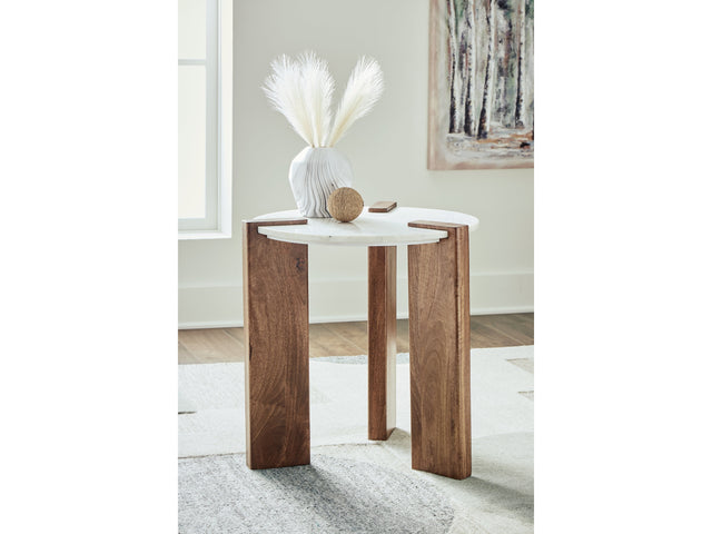 Isanti White/Brown End Table - Ornate Home