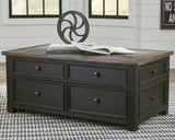 Tyler Creek Grayish Brown/Black Coffee Table and 2 Chairside End Tables - Ornate Home