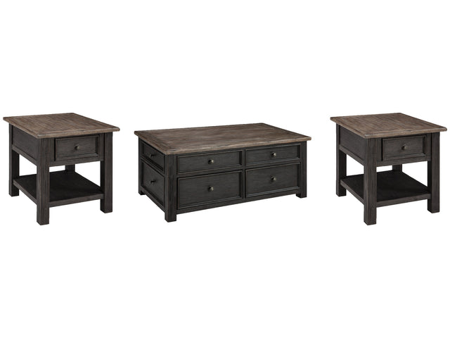 Tyler Creek Grayish Brown/Black Coffee Table and 2 End Tables - Ornate Home