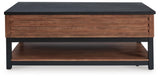 Kallari Warm Brown/Black Coffee Table and 2 End Tables