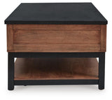 Kallari Warm Brown/Black Coffee Table and 2 End Tables