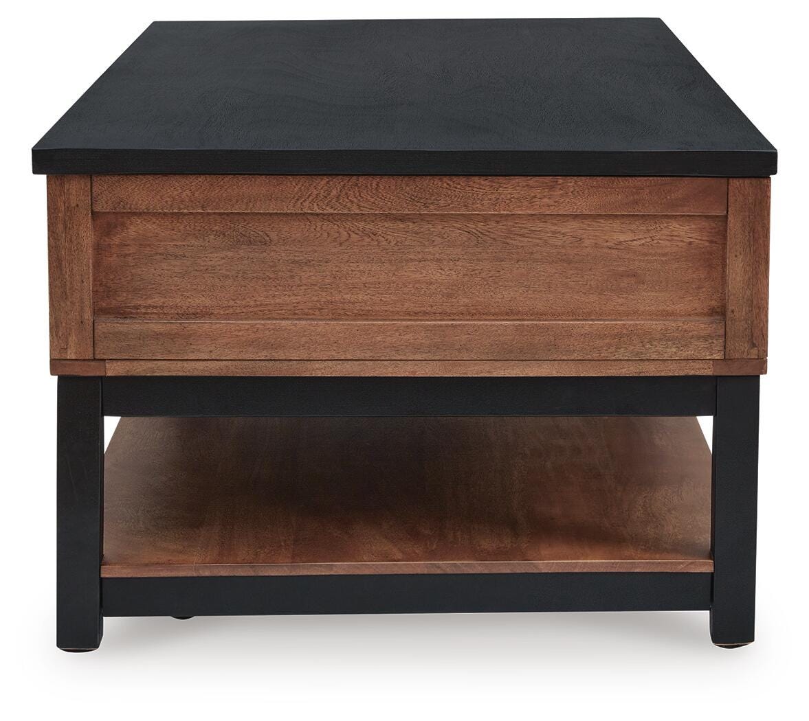 Kallari Warm Brown/Black Coffee Table and 2 End Tables