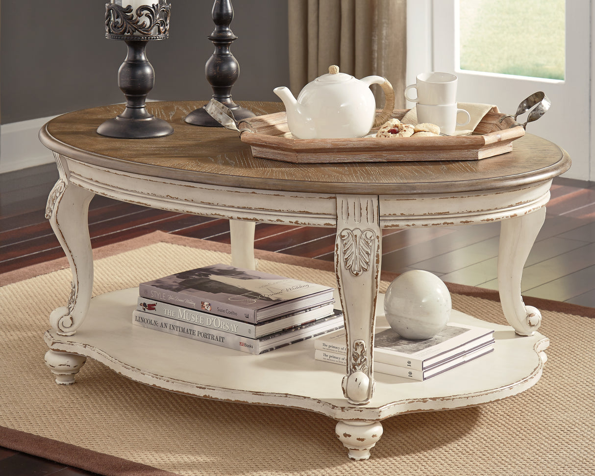 Realyn White Coffee Table and 2 End Tables - Ornate Home