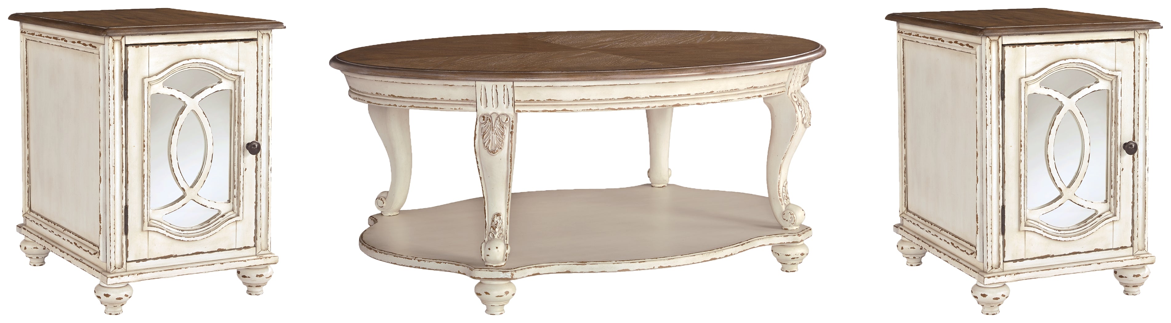 Realyn White Coffee Table and 2 End Tables - Ornate Home