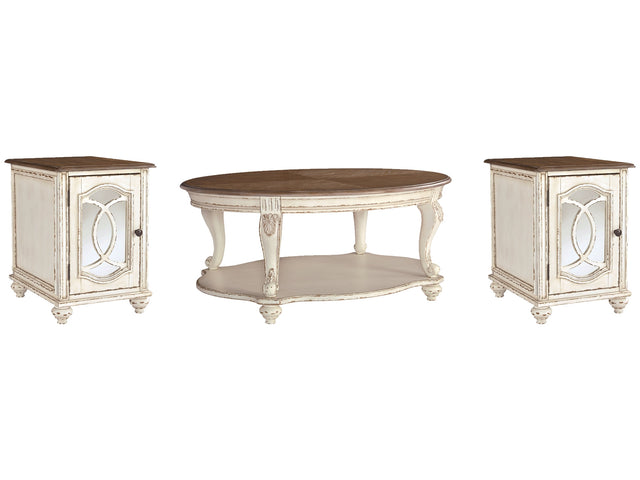 Realyn White Coffee Table and 2 End Tables - Ornate Home