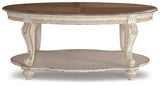 Realyn White/Brown Coffee Table, 2 End Tables and Console Table