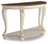 Realyn White/Brown Coffee Table, 2 End Tables and Console Table