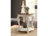 Realyn White & Brown Round End Table - Ornate Home