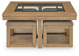 Wittenmyer Natural/Black Coffee Table with 4 Stools (Set of 5)