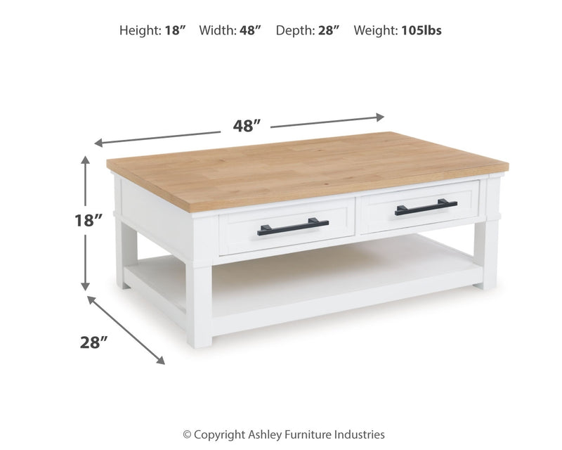 Ashbryn White/Natural Coffee Table and 2 End Tables - Ornate Home